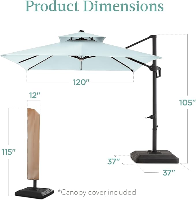 Best Choice Products 10x10ft Cantilever Patio Umbrella w/Base Included - Image 7