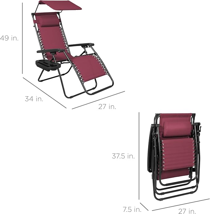 Best Choice Products Folding Zero Gravity Outdoor Recliner Patio Lounge Chair - Image 3