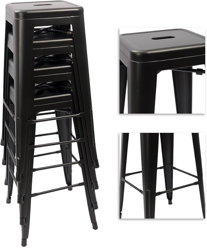 Devoko Metal Bar Stools 30" Indoor Outdoor Stackable Barstools Modern Style - Image 4