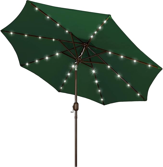 Blissun 9 ft Solar Umbrella, 32 LED Lighted Patio Umbrella, Table Market by Blissun