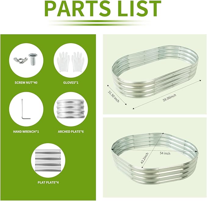 Oval Galvanized Planter Box, Metal Raised Garden Bed - Image 3