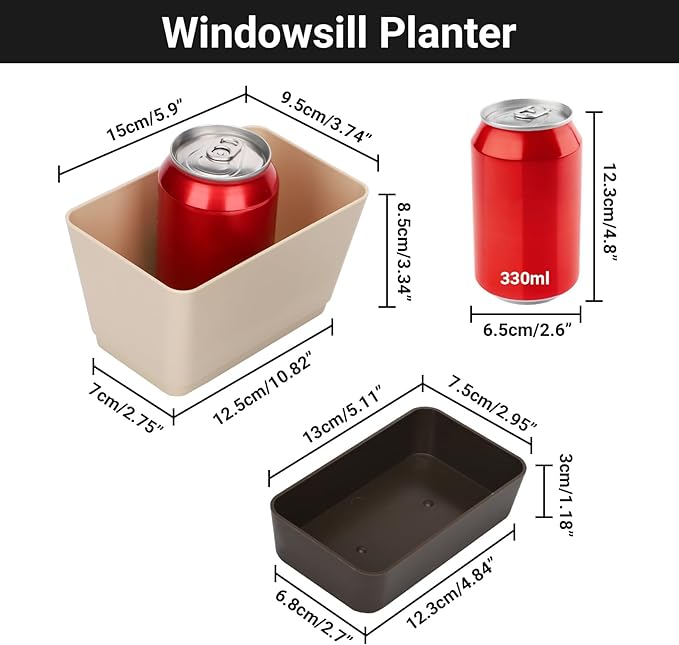 GREANER Planter Pot with Drainage, 1 Pack 6x3.8 Inch Herb Indoor Window Box - Image 2