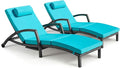 Chaise Lounge Chairs Outdoor Comfy Outside Wicker Patio Pool Lounge Chair w/ 5 by ZZWHOM
