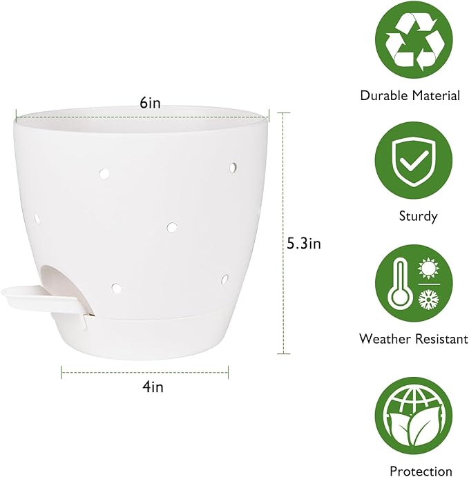 6 Inch Orchid Pots with Holes, 2 Pack Self Watering Planters - Image 4