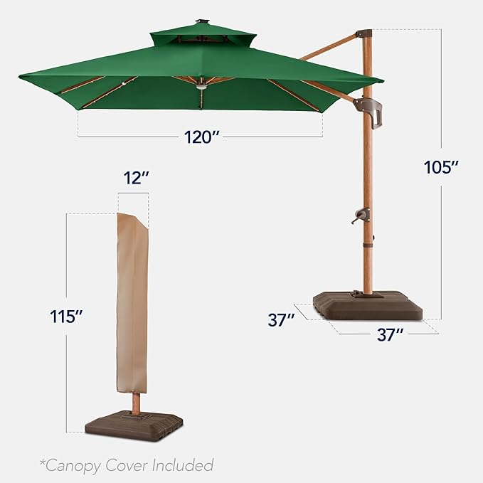 Best Choice Products 10ft Square Cantilever Patio Umbrella w/Base Included - Image 2