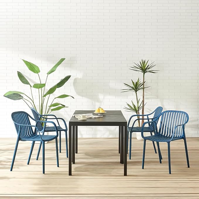 Modern Stackable Outdoor & Indoor Plastic Dining Chairs Set, Armchairs Set - Image 4