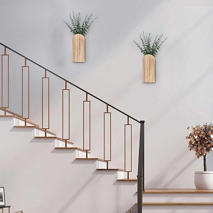 Wooden Wall Planter Vase Set of 2, Boho Hanging Planter - Image 7