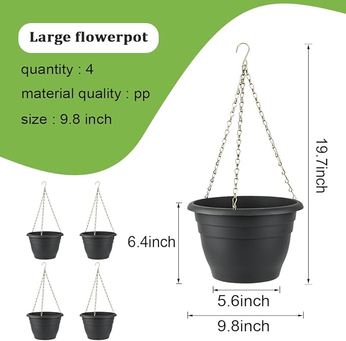 Hanging Planters 10 Inch, Self Watering Hanging Basket - Image 2