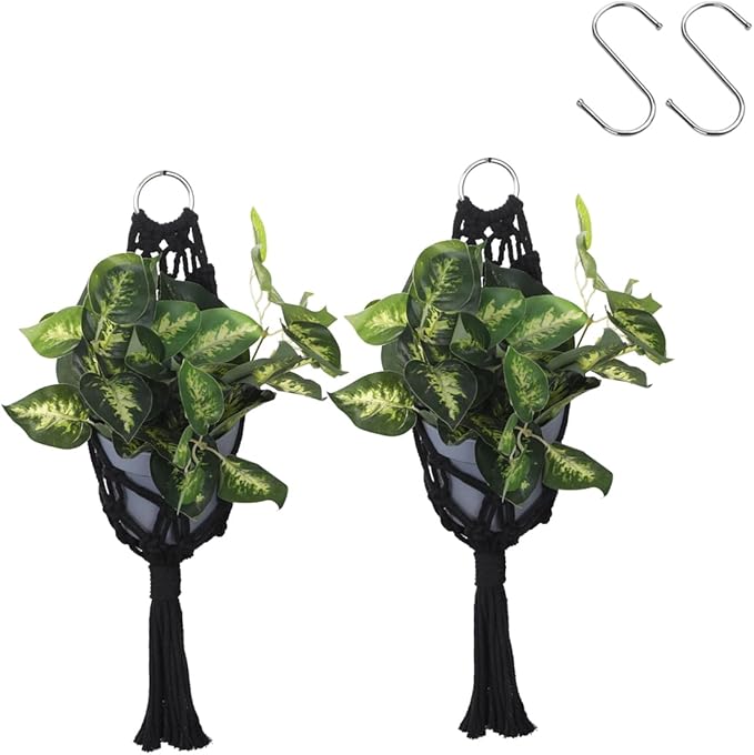 Artilady 2 Pack Black Macrame Plant Hanger Indoor - Image 6
