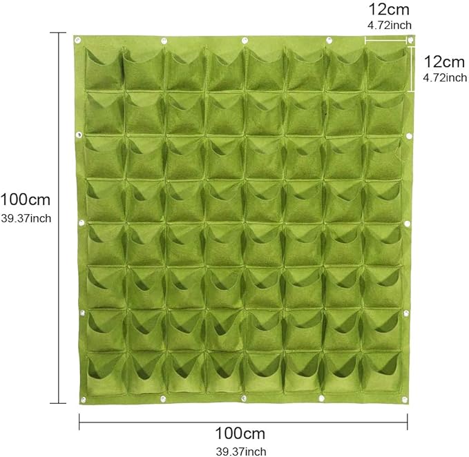 Hanging Planting Grow Bags, 64 Pockets Hanging Vertical Wall Planter Wall - Image 2