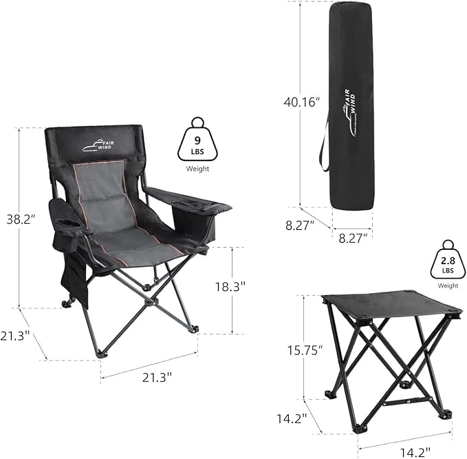 FAIR WIND Oversized Padded Camping Chair - Image 3