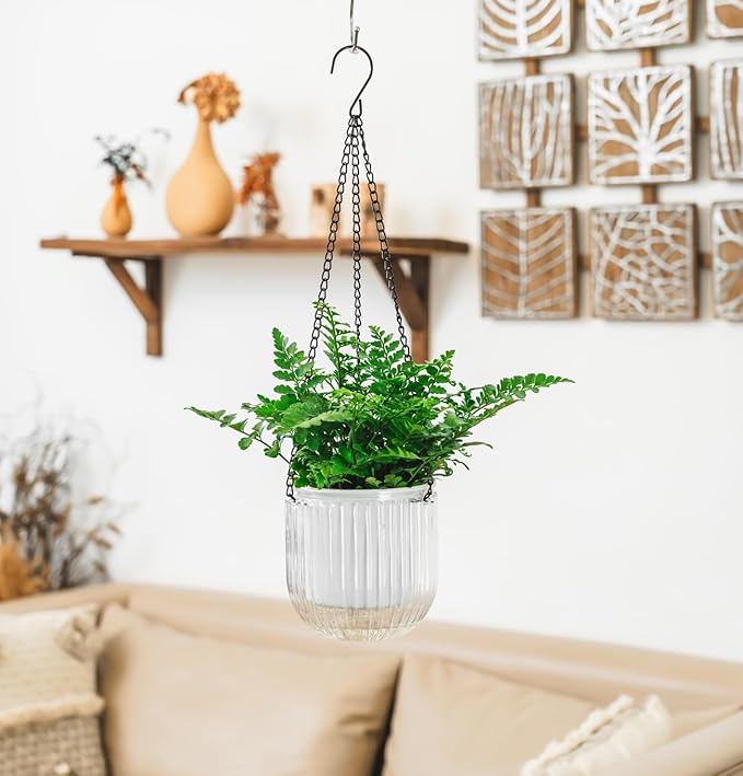 Melphoe 2 Pack Self Watering Hanging Planters Indoor Flower Pots, 5.3 Inch - Image 3