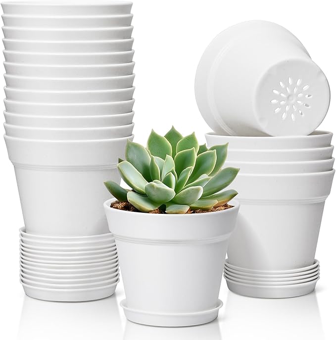 T4U 4 Inch Plant Pots 18-Pack, Small Flower Pots by T4U