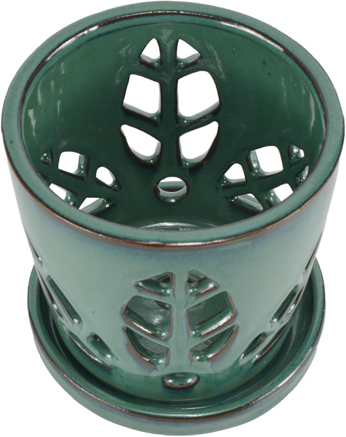 W&W Orchid Pot with Holes and Saucer - Image 3