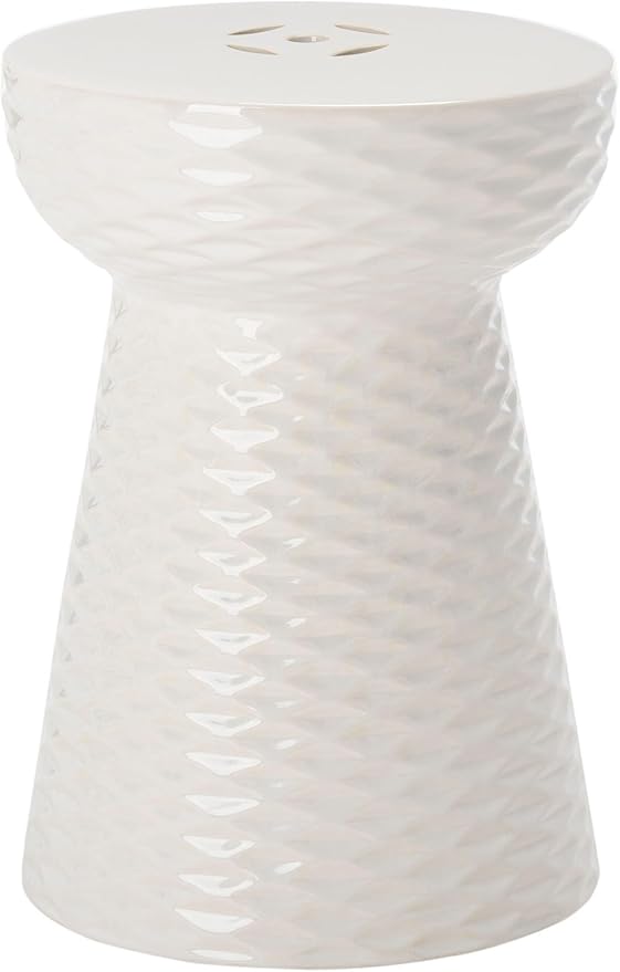 Safavieh Castle Gardens Collection Daphne White Glazed Ceramic Garden Stool by SAFAVIEH