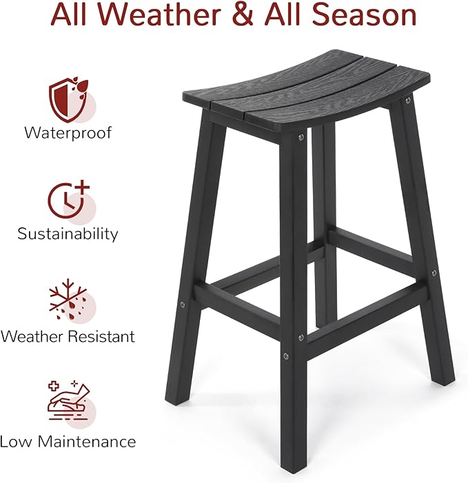 Stoog All-Weather Bar Stools Set of 2, Low Maintenance, - Image 4