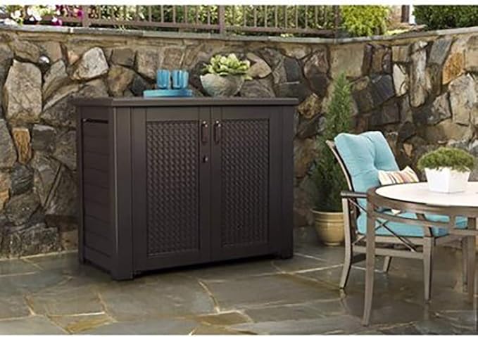 Rubbermaid Decorative Outdoor Storage Cabinet, Weather Resistant, Organization - Image 2