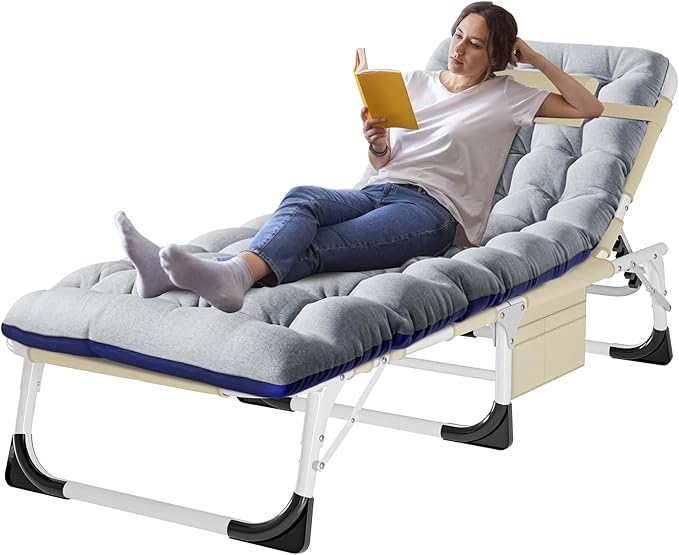 ABORON Heavy Duty Tanning Chair, Outdoor 5-Position Folding Chaise Lounge Chair by ABORON
