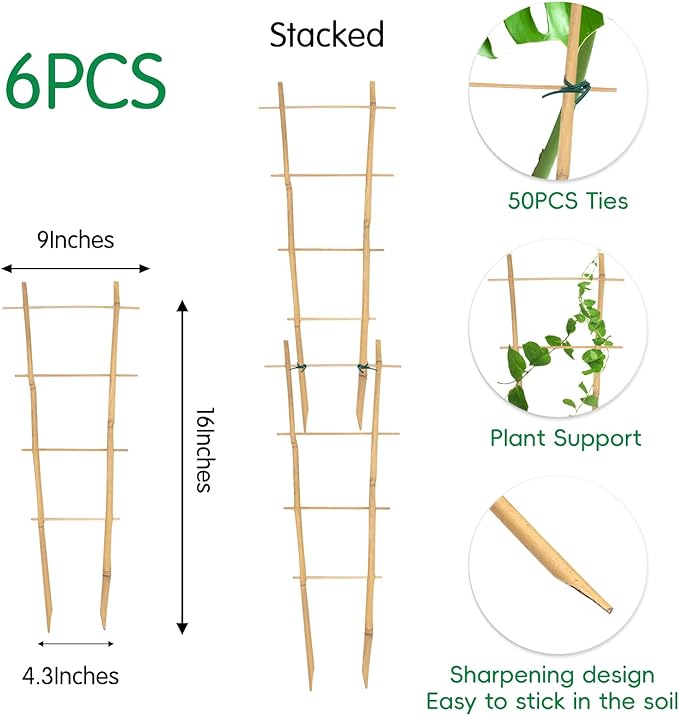 Bamboo Trellis 16" Ladder Vertical Gardening Plant Trellis - Image 4