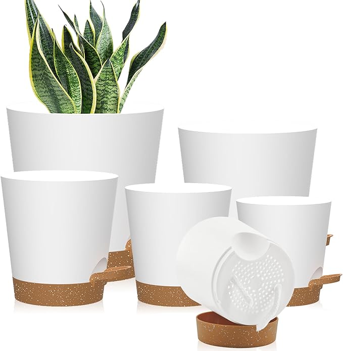 Self Watering Pots, 7/6.5/6/5.5/5/4 inch Flower Pots by Unknown