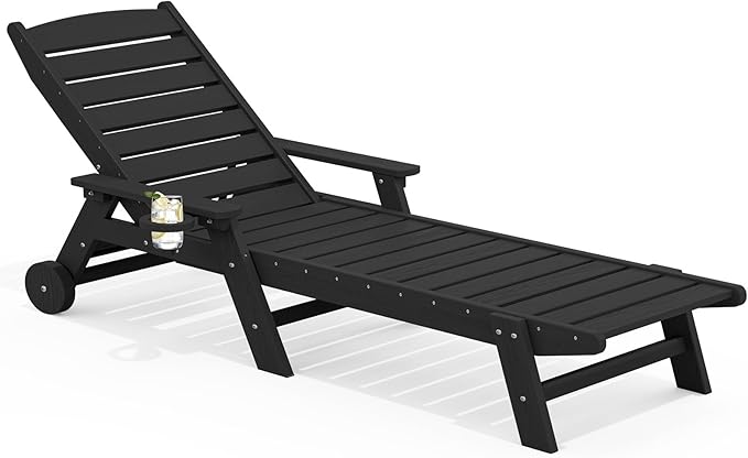 SERWALL Patio Chaise Lounge Chair, Poly Lounge Chair by SERWALL