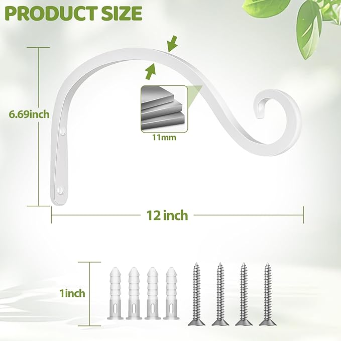 BOLITE Plant Hangers Outdoor Indoor, 12 Inch Wall Plant Hooks, Metal Bird - Image 8