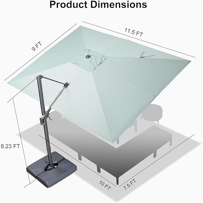 PURPLE LEAF 9' X 11.5' Rectangle Cantilever Umbrella - Image 9