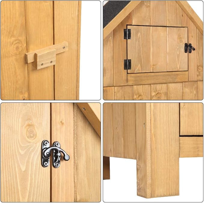Outvita Outdoor Storage Cabinet, 70in Wooden Vertical Garden Tools Shed - Image 3
