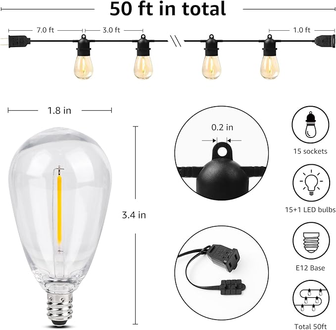 Lepro S14 Outdoor String Lights - 50ft - Image 3