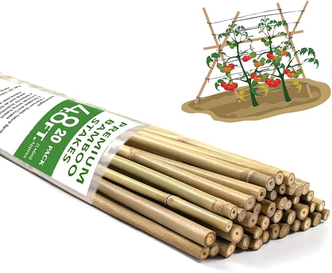 Bamboo Stakes, 4.8FT Natural Bamboo Garden Stakes, BOVITRO 20Pcs Plant Stakes by BOVITRO