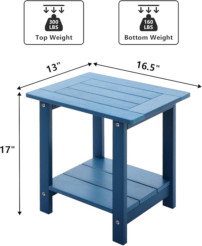 Double Adirondack Outdoor Side Table Weather Resistant, Outdoor Rectangular - Image 3