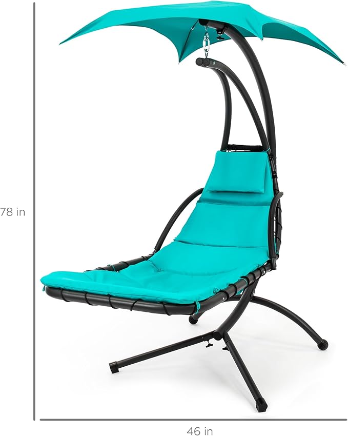 Best Choice Products Outdoor Hanging Curved Steel Chaise Lounge Chair Swing - Image 2