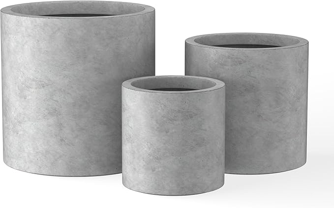 Kante 9.8", 15.7" Dia Round Concrete Planter Set of 3, Modern Style Large by Kante