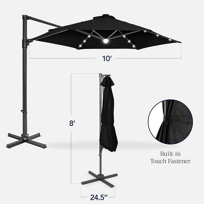 Best Choice Products 10ft Solar LED Offset Cantilever Hanging Market Patio - Image 2