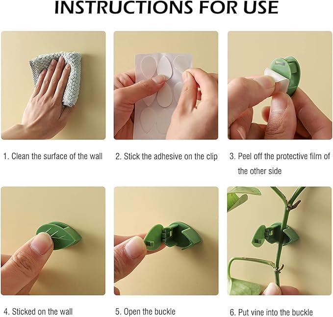 100 Pcs Plant Climbing Wall Fixture Clips Self-Adhesive Hook Vines Traction - Image 6