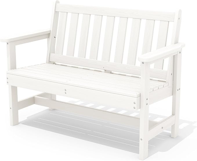 SERWALL Outdoor Bench, HDPE Outdoor Benches Weatherproof, 2-Person Garden Bench by SERWALL