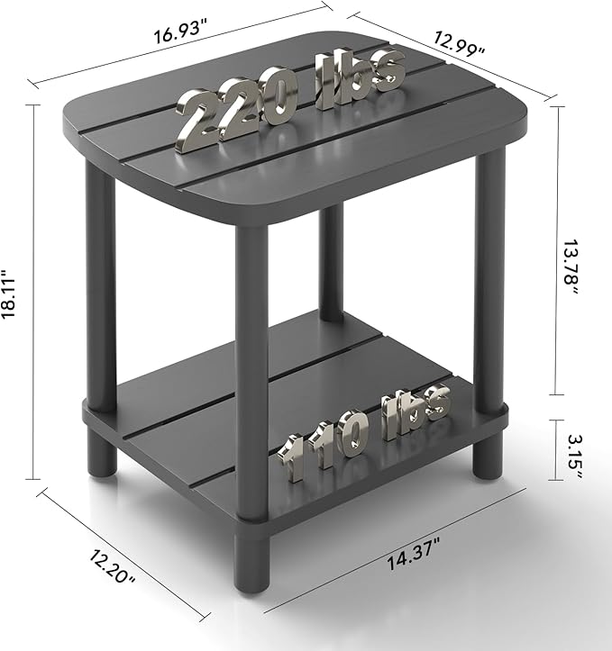 Outdoor Side Table, Adirondack Outdoor Patio Table, Bamboo Small Patio End - Image 2