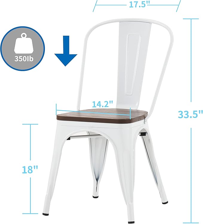 Nazhura Metal Dining Chair Farmhouse Tolix Style - Image 3