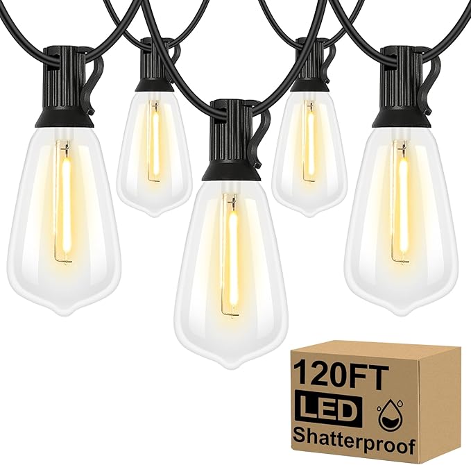 Brightever 120FT Outdoor String Lights Waterproof, 2700K Bright LED Patio Lights by Brightever