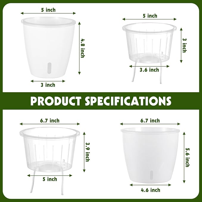Self-Watering Pots for Indoor Plants, Small African Violet Pots - Image 4