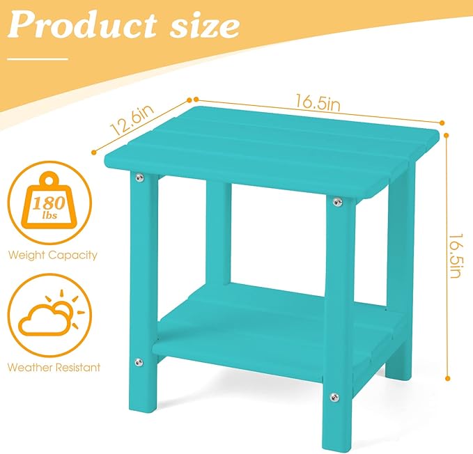 Adirondack Outdoor Side Table, 2-Tier Sturdy Patio End Table Weather Resistant - Image 3
