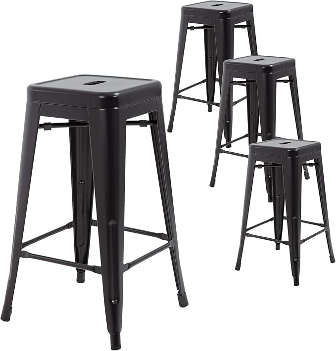 FDW Metal Bar Stools Set of 4 Counter Height Bar Stools 24 Inches Industrial by FDW