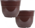 Garden Elements Indoor/Outdoor Glazed Brushed Happy Plastic Planter, Dark Brown by GardenElements