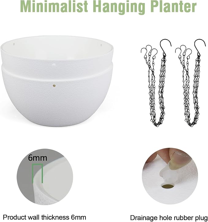 10 inch Hanging Planters for Indoor Outdoor Plants, 2 Pack Hanging Flower Pots - Image 4