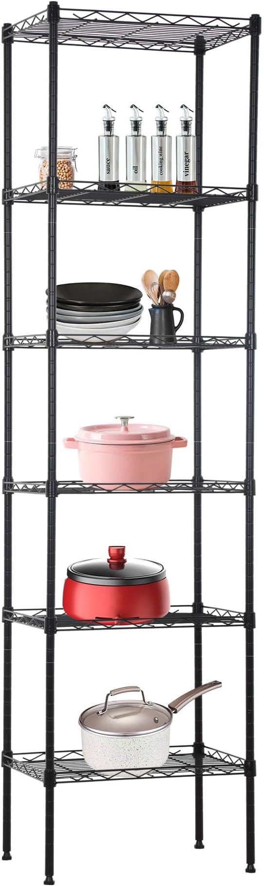 BestOffice | 6-Tier Wire Storage Shelves | 17x12x64 | Black | by BestOffice
