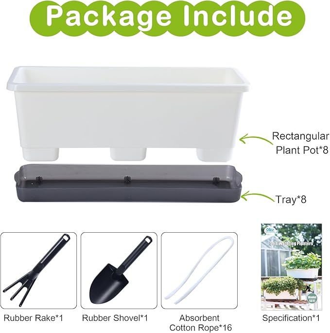 Window Box Planter 8 Pcs, 17 Inches Rectangle Flower Pots - Image 8