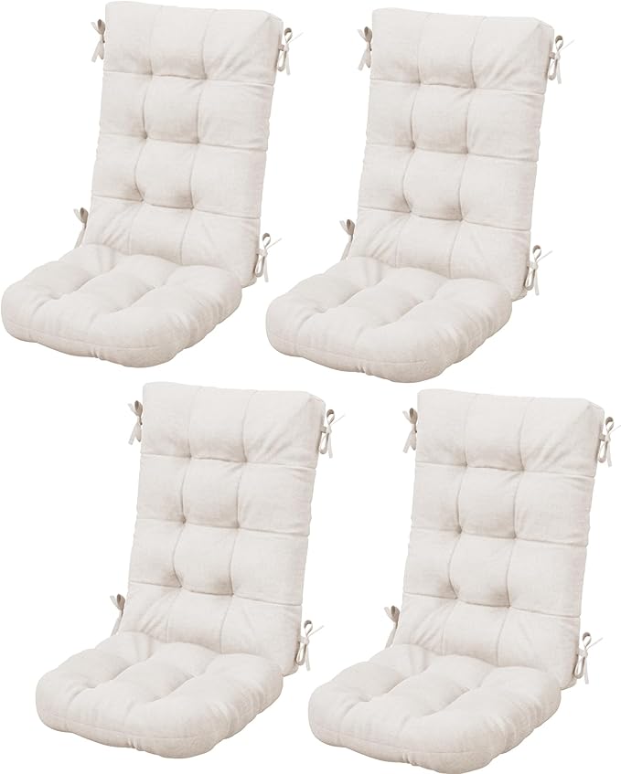 SERWALL HDPE Outdoor Rocking Chair Cushion Set of 4, Memory Foam Cushion Beige by SERWALL