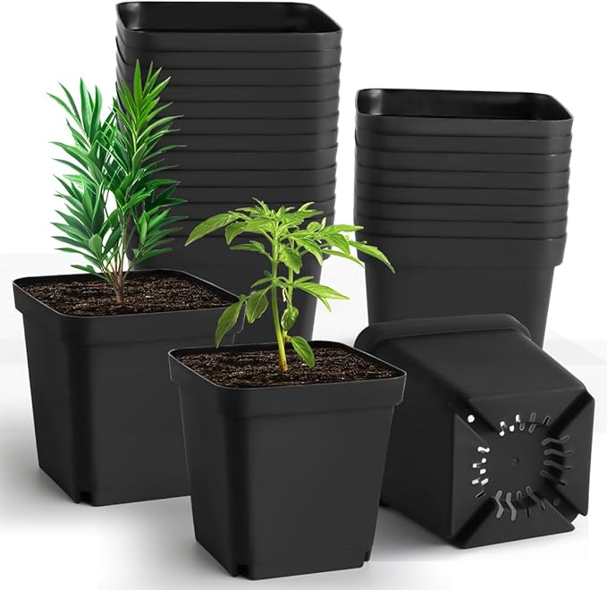 Square Nursery Pots 5.5 Inch, Plastic Plant Pot by RooTrimmer