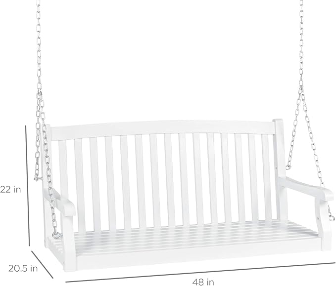 Best Choice Products 48in Wood Porch Swing Outdoor Patio Hanging Bench Chair - Image 7