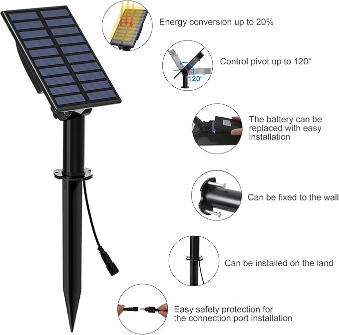 T-SUN Solar Spotlights Outdoor Waterproof, Solar Landscape Spotlights, Solar - Image 5